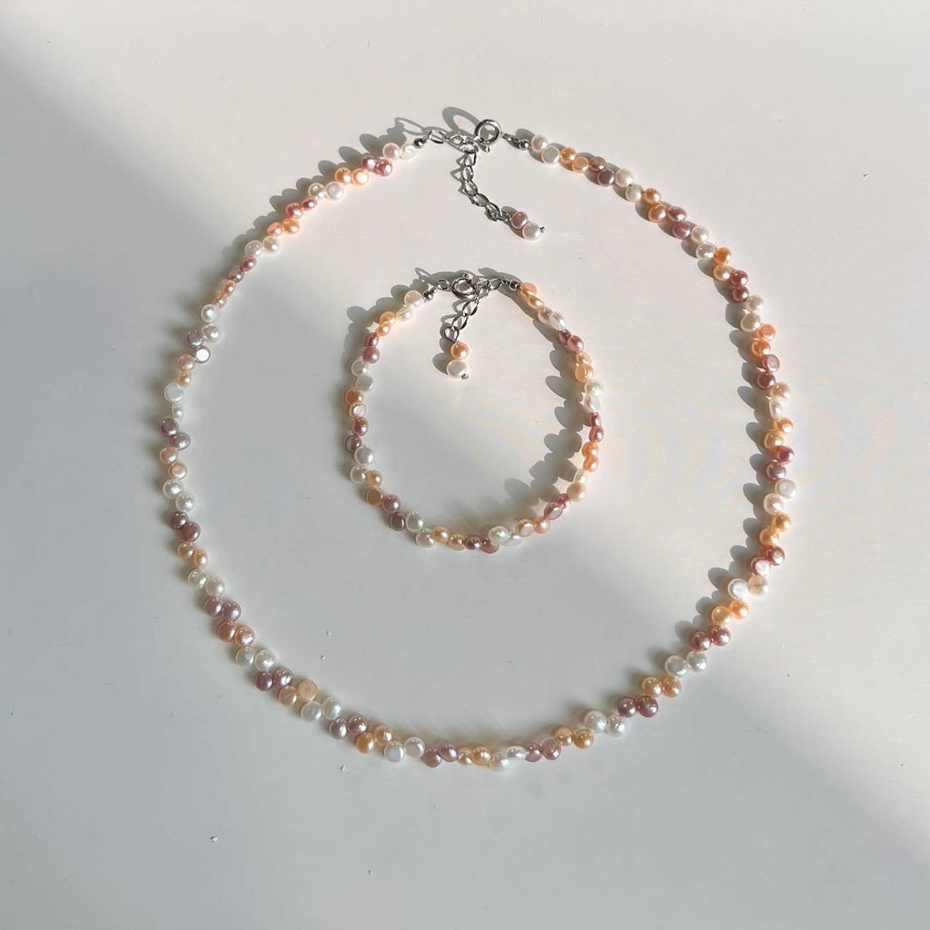 Baroque mini candy-colored sole-strung necklace