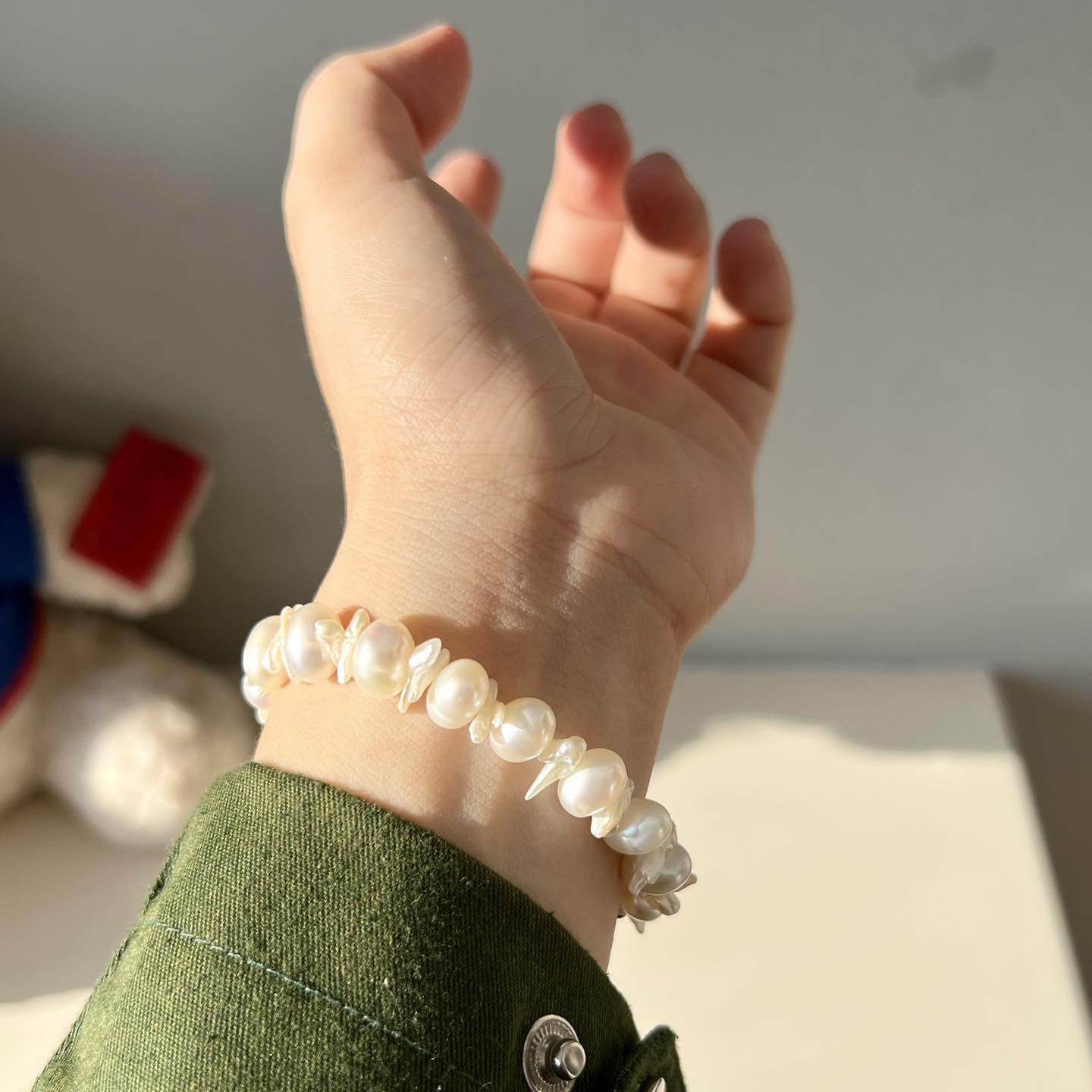 Baroque mix keshi pearl bracelet 9mm