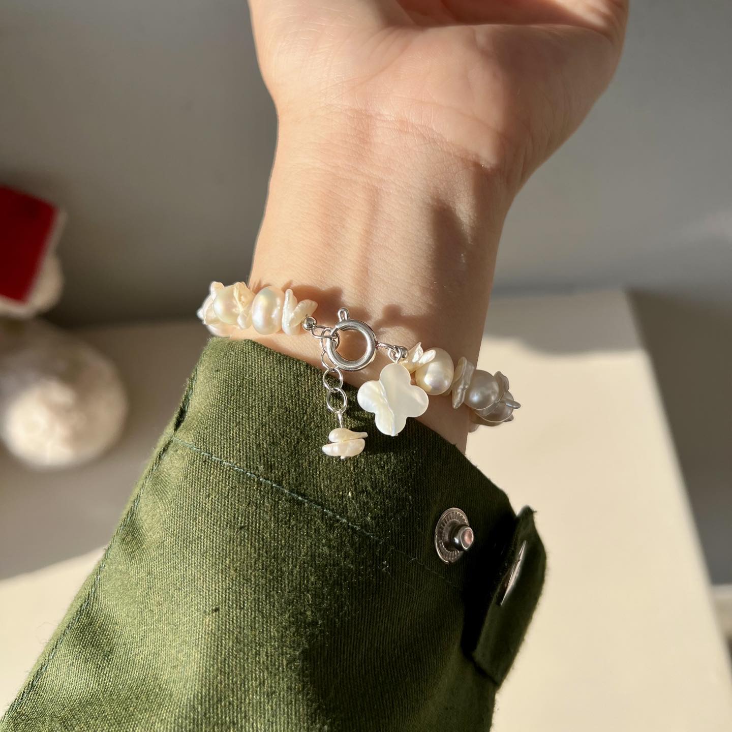 Baroque mix keshi pearl bracelet 9mm