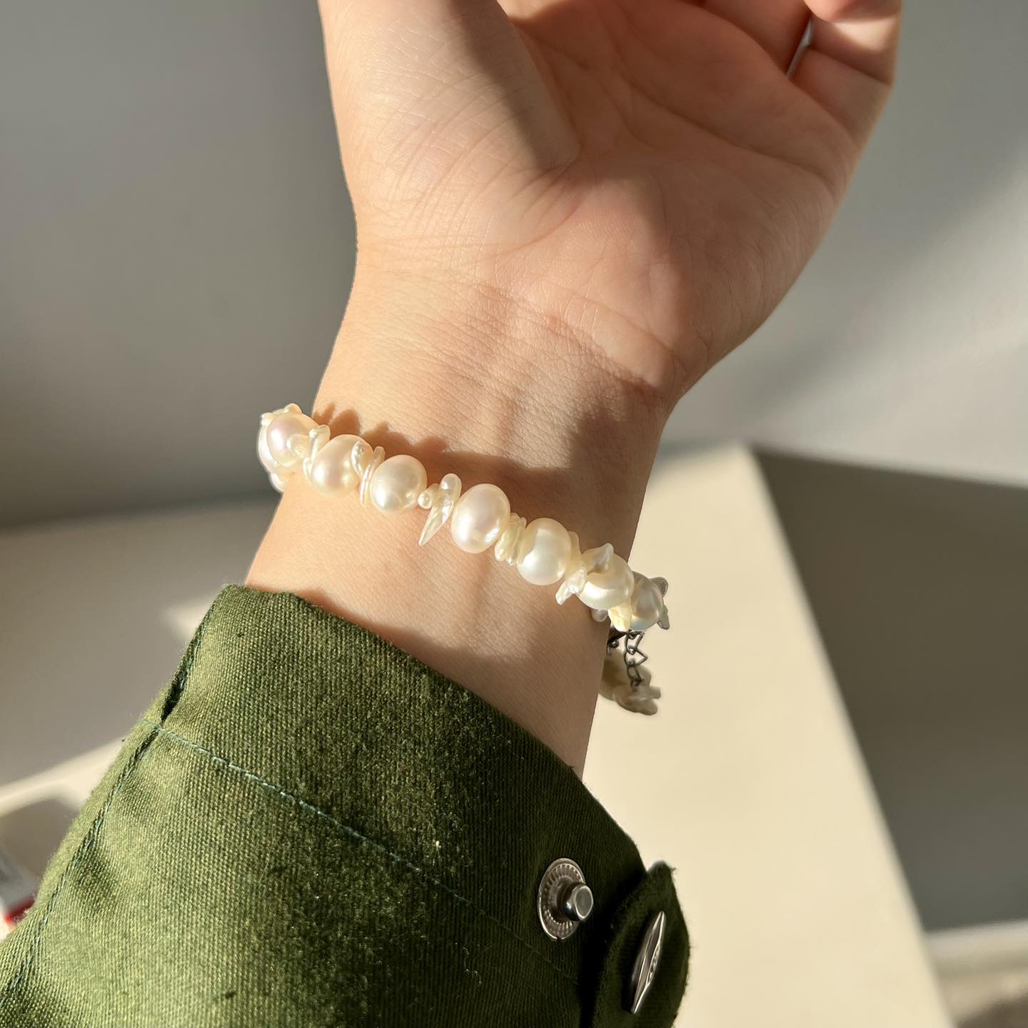 Baroque mix keshi pearl bracelet 9mm